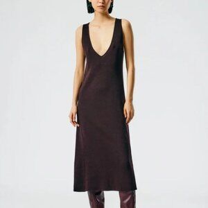 Tibi Cotton Tencel V Neck Dress